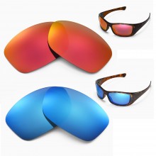 Walleva Two Pairs Polarized Lenses For Oakley Hijinx Sunglasses - Fire Red + Ice Blue
